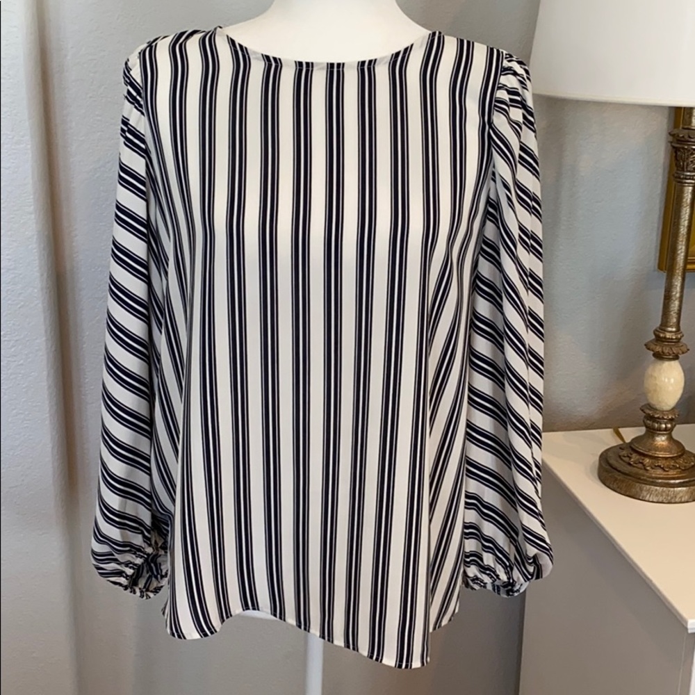 LOFT Striped Blouse Medium